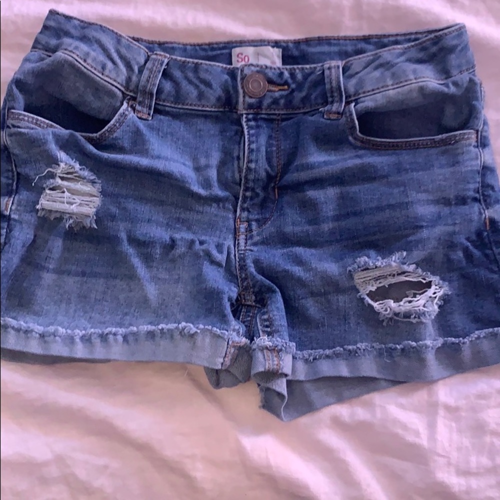 Girls sz 14 distressed denim jean shorts